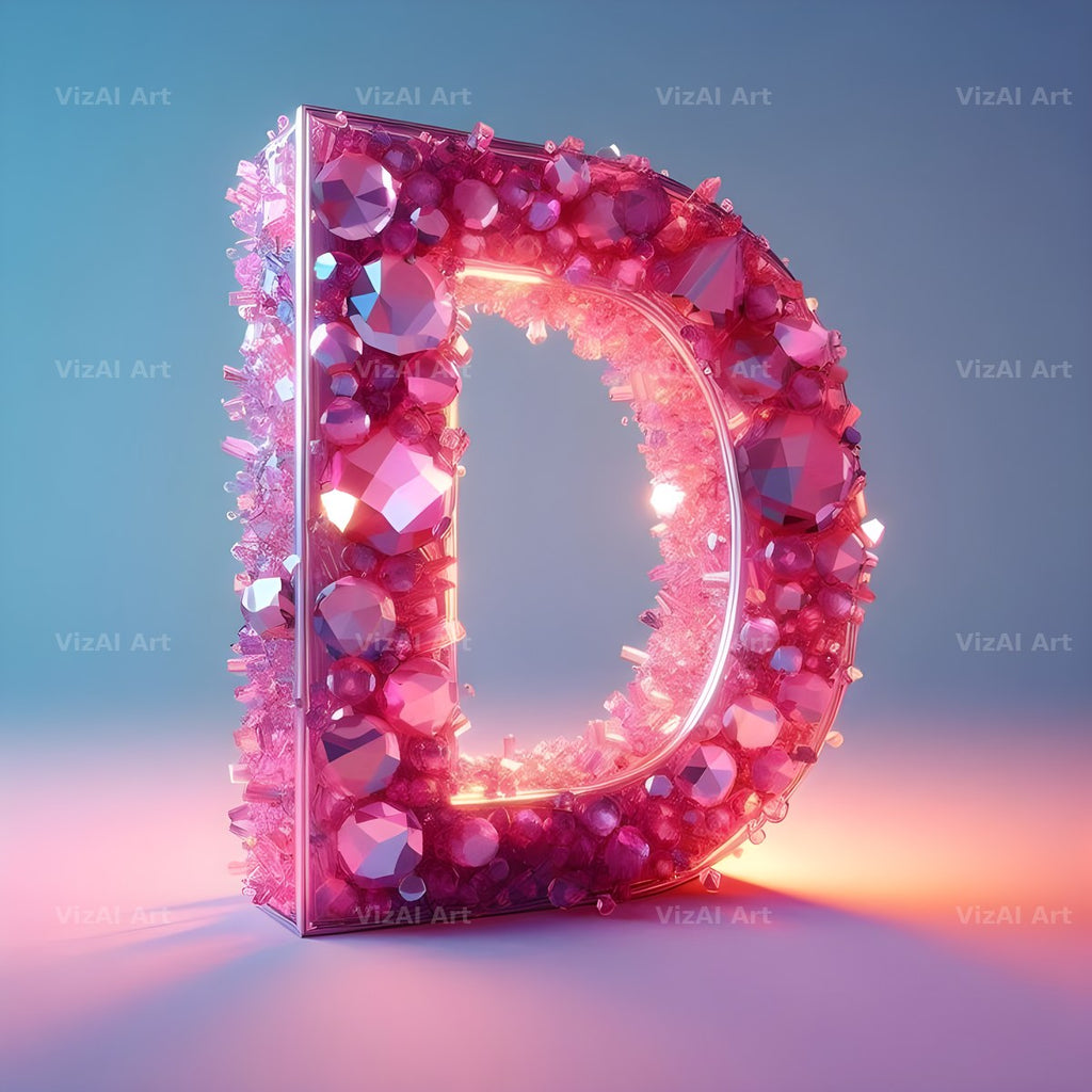 Pink Crystal alphabet letter D