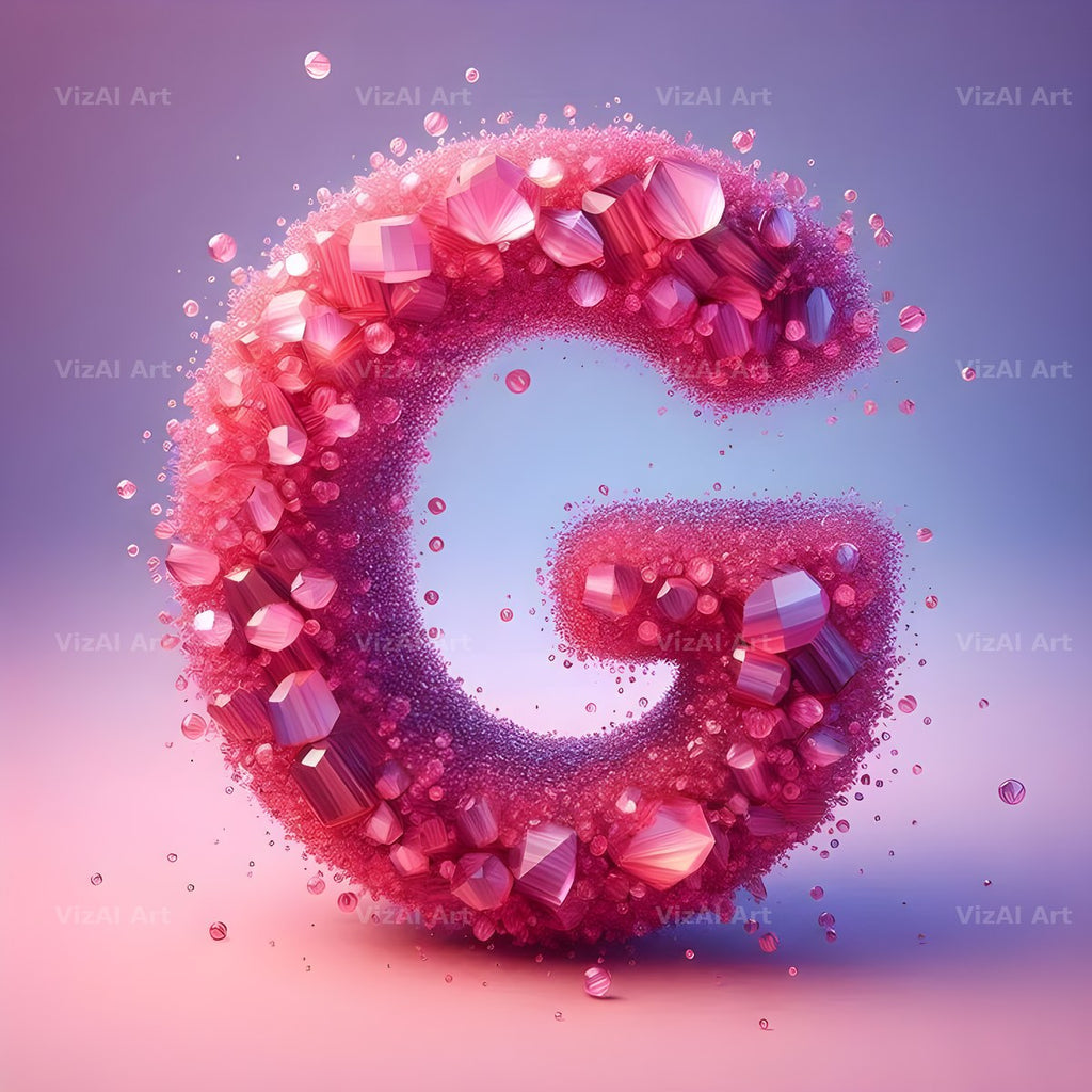 Pink Crystal alphabet letter G