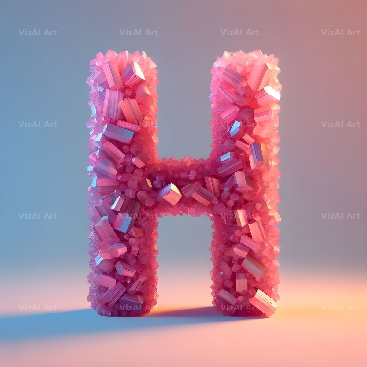 Pink Crystal alphabet letter H