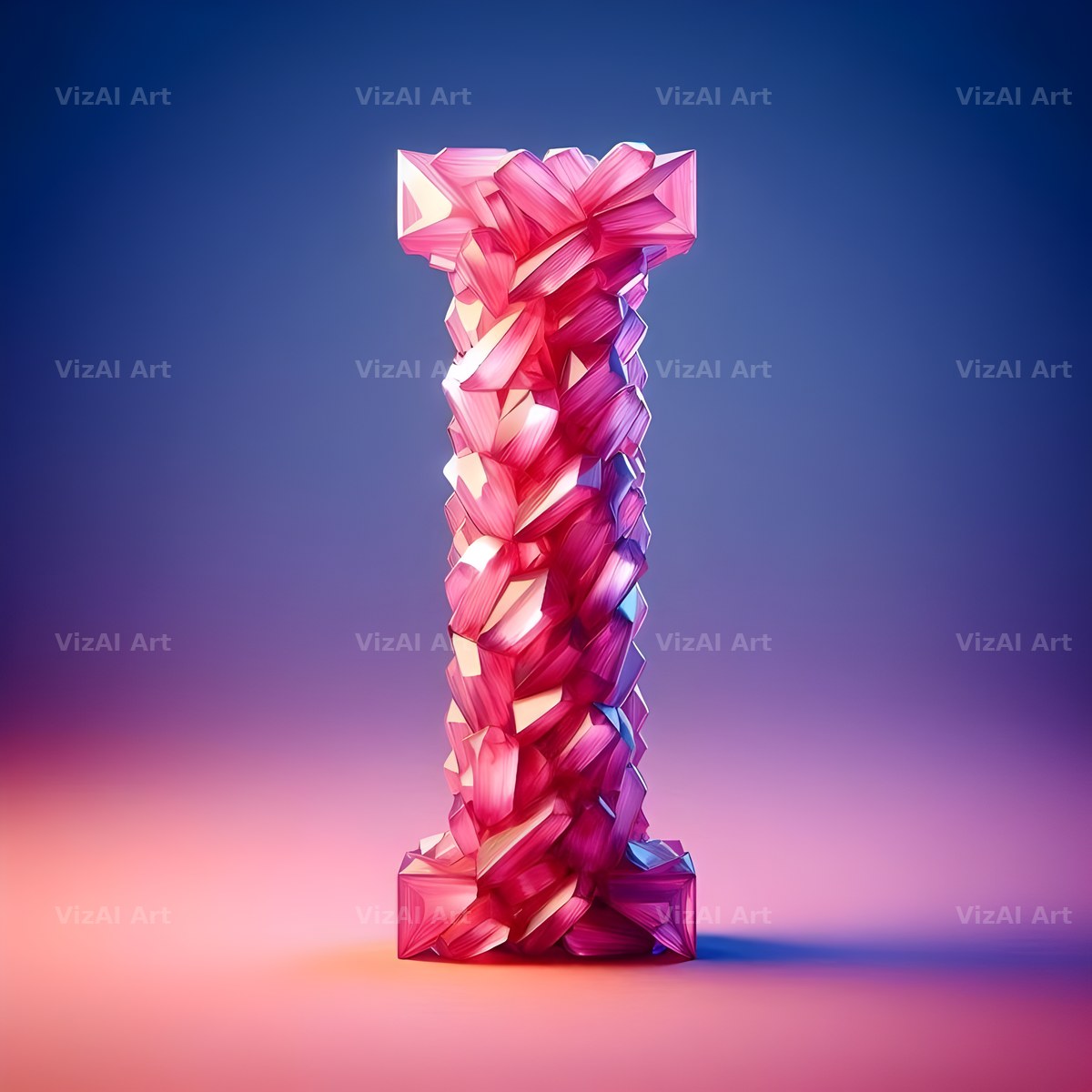 Pink Crystal alphabet letter I