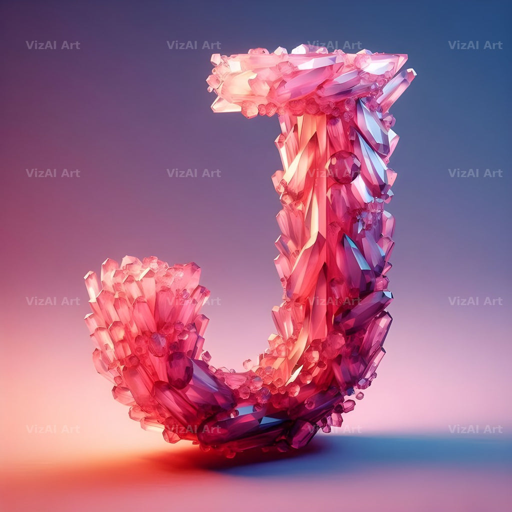 Pink Crystal alphabet letter J