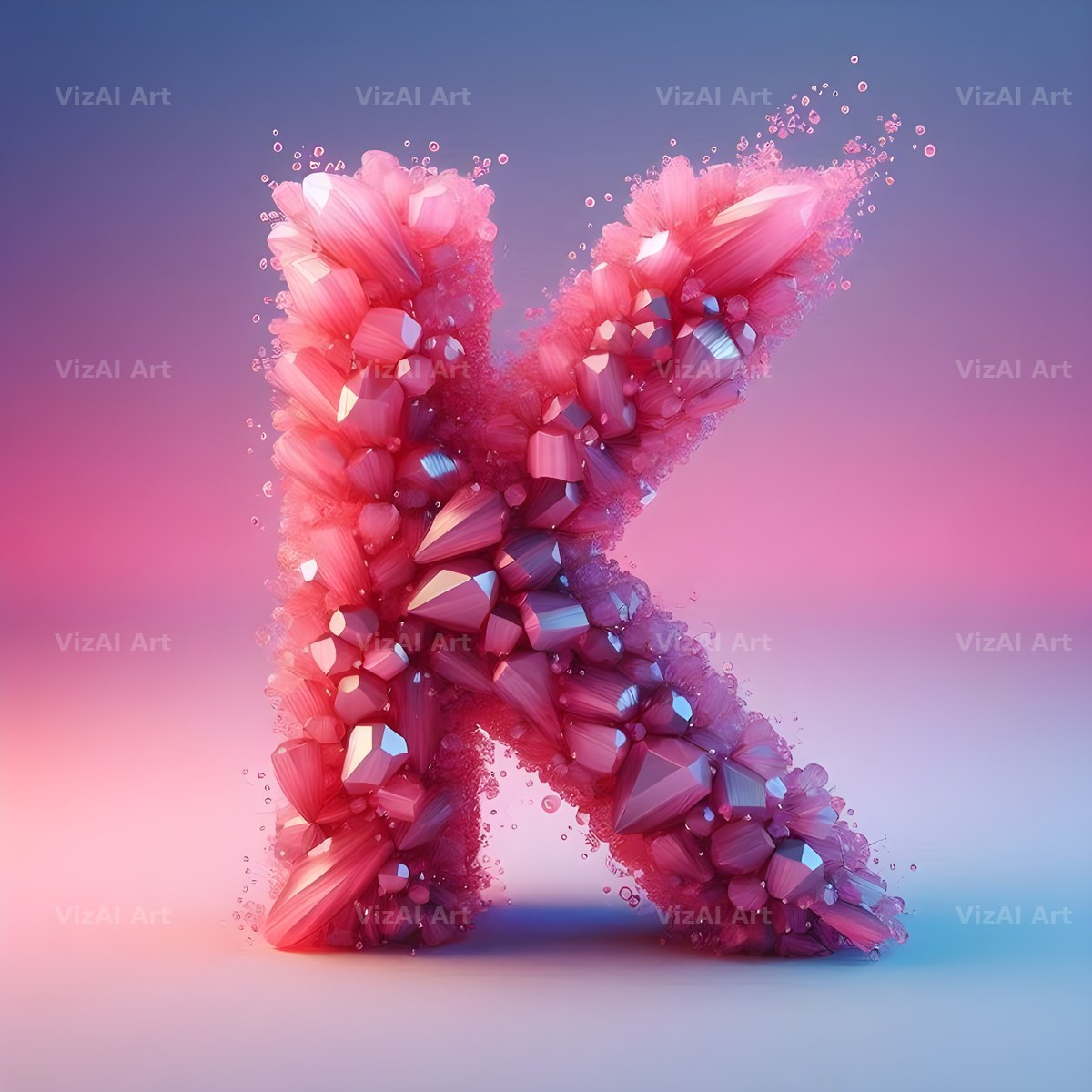 Pink Crystal alphabet letter K