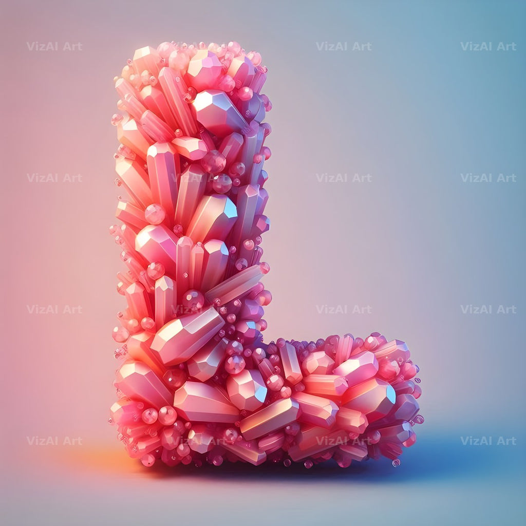 Pink Crystal alphabet letter L