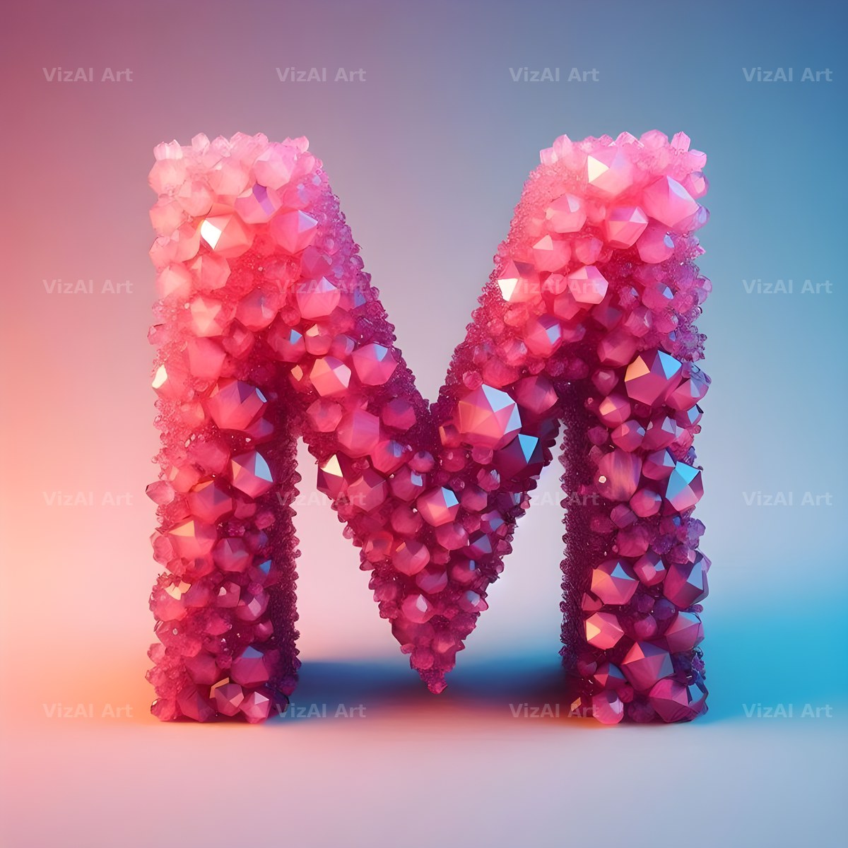 Pink Crystal alphabet letter M