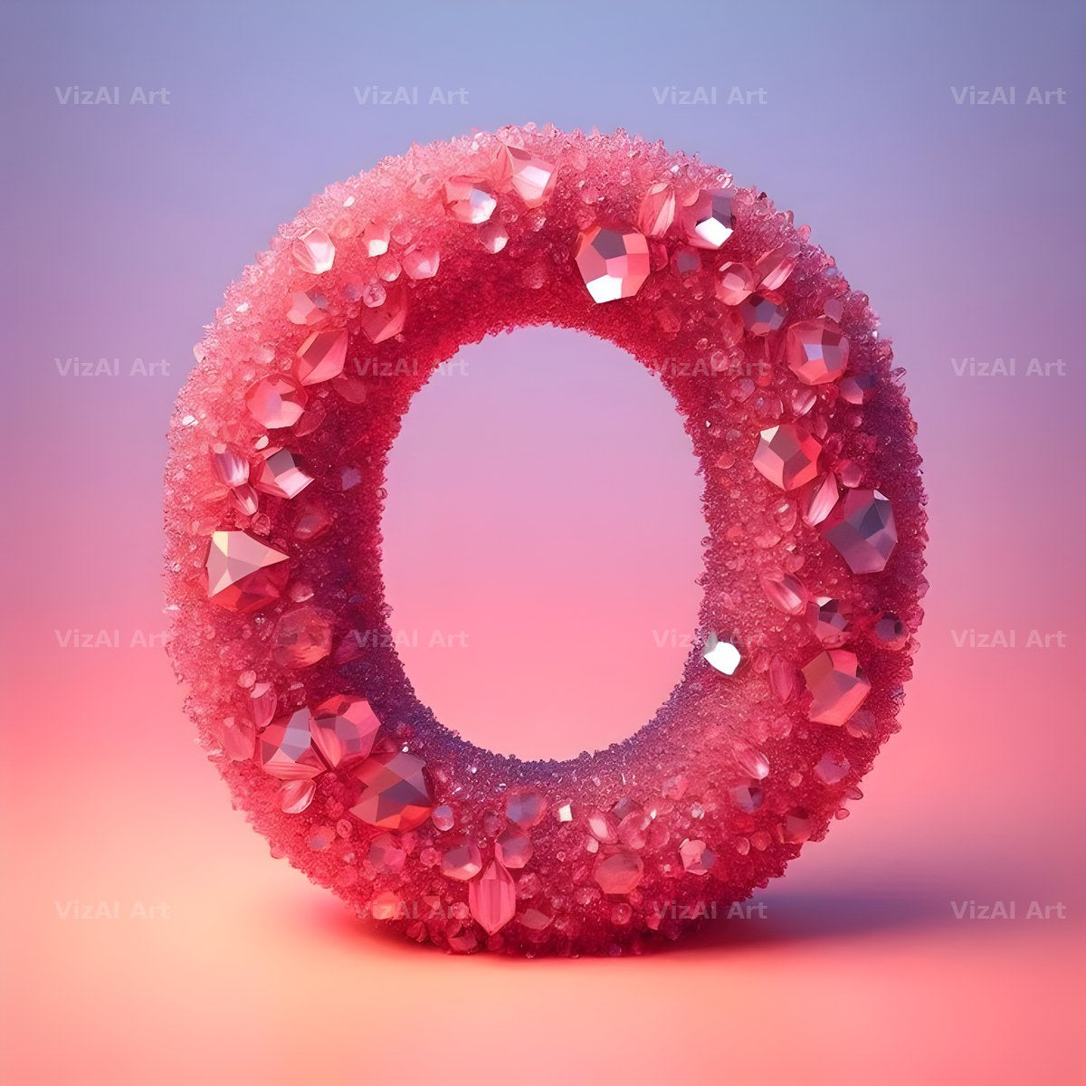 Pink Crystal alphabet letter O
