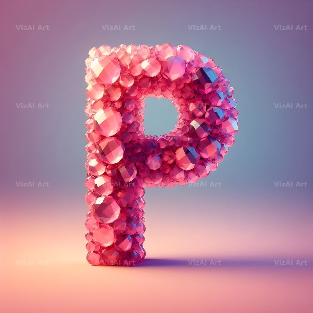 Pink Crystal alphabet letter P