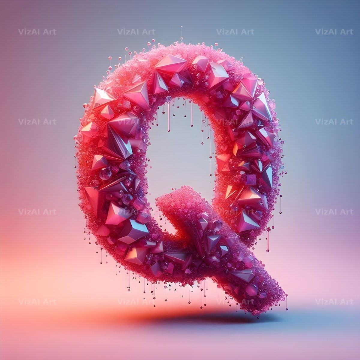 Pink Crystal alphabet letter Q