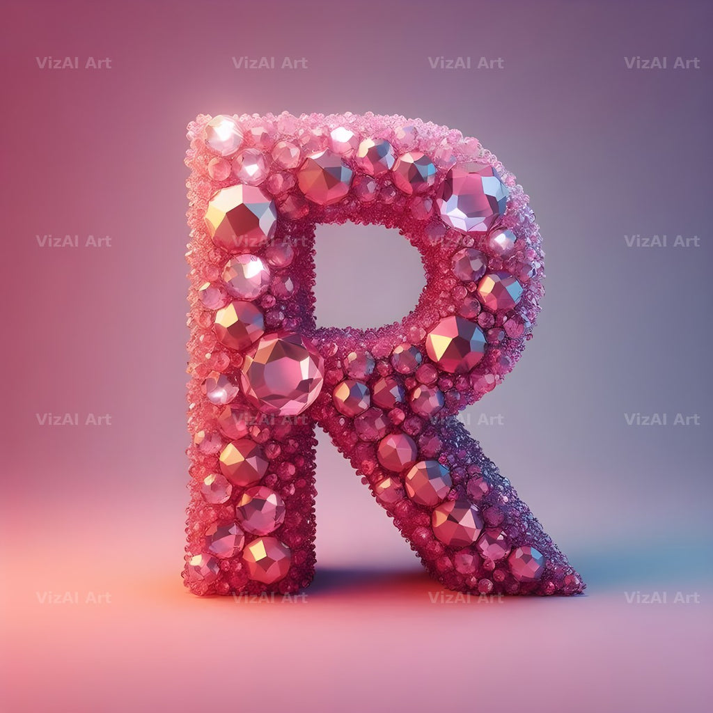 Pink Crystal alphabet letter R