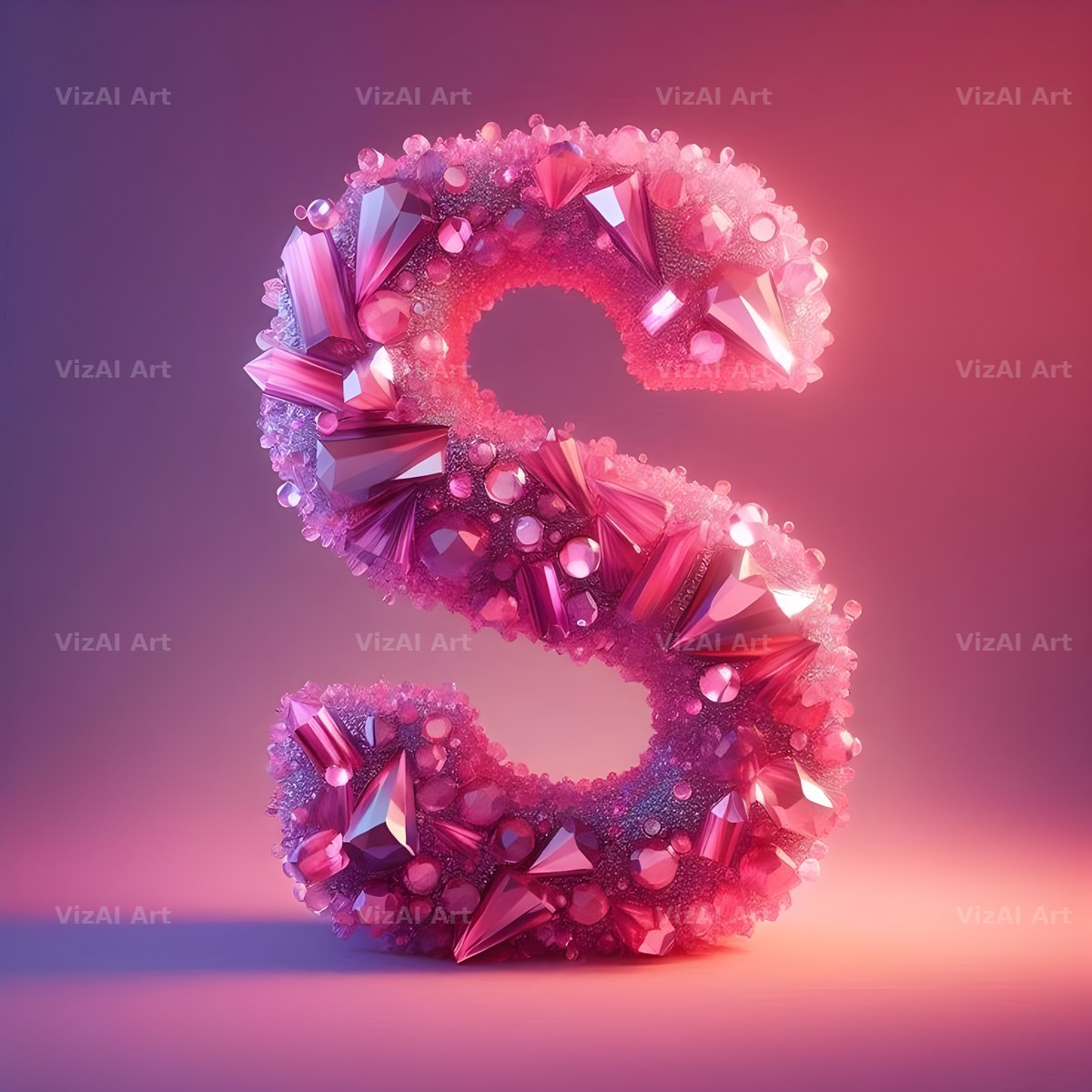 Pink Crystal alphabet letter S