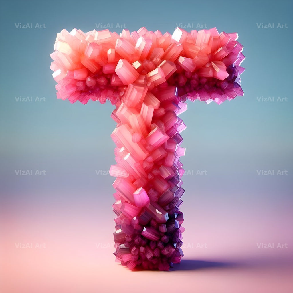 Pink Crystal alphabet letter T