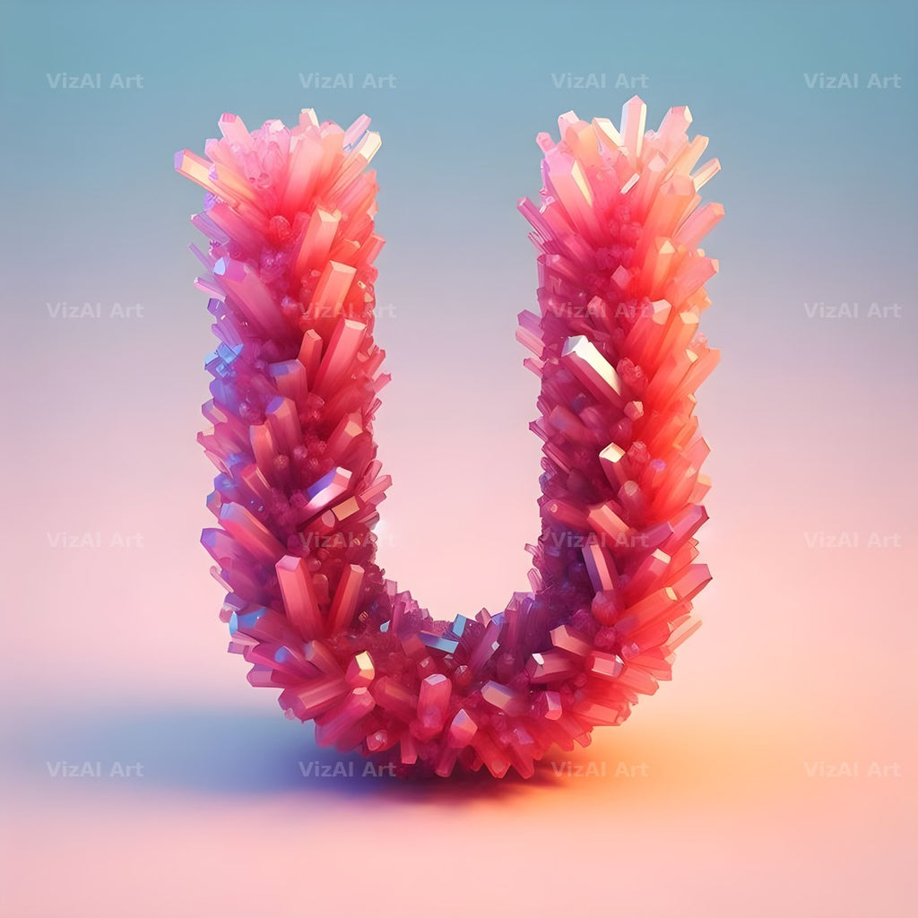 Pink Crystal alphabet letter U