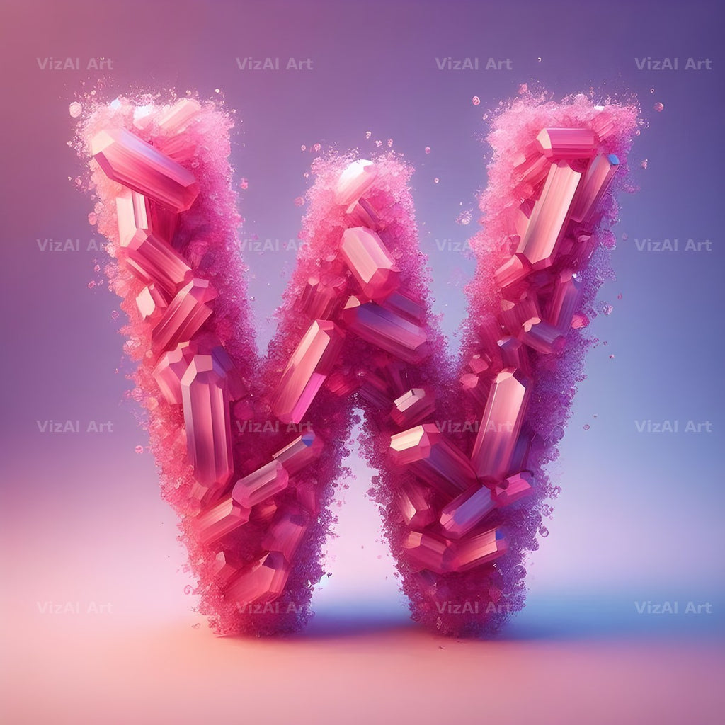 Pink Crystal alphabet letter W