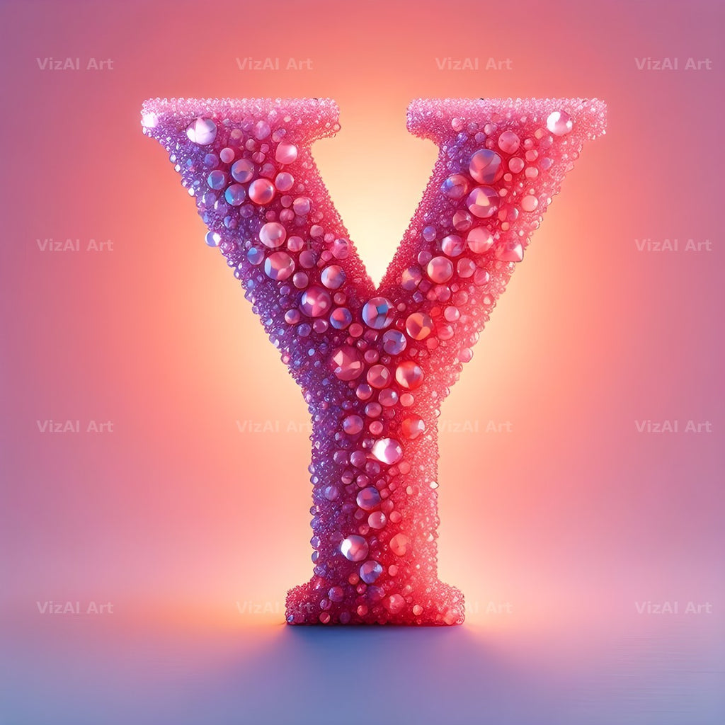 Pink Crystal alphabet letter Y