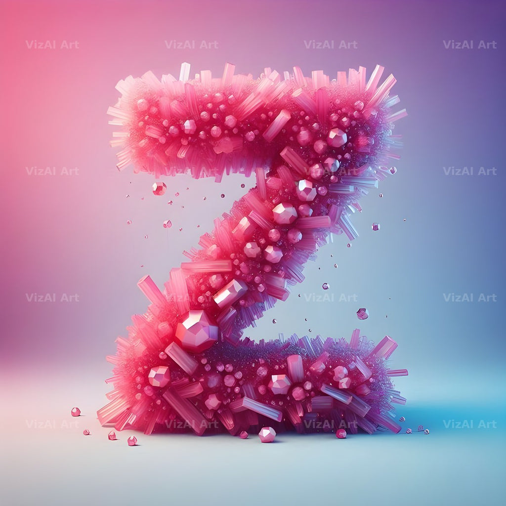 Pink Crystal alphabet letter Z