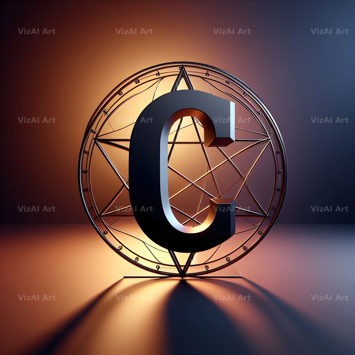 Pentagram alphabet letter C