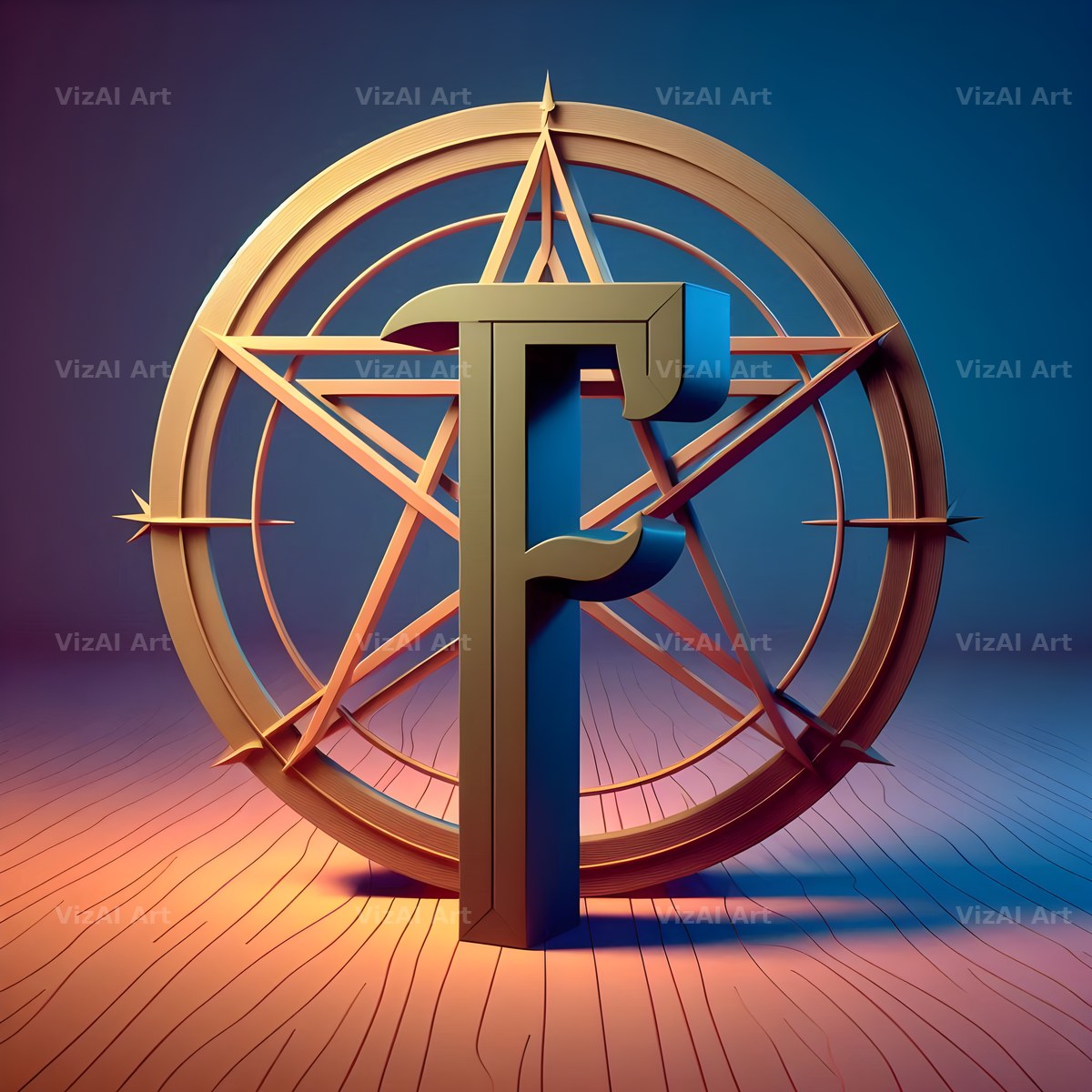 Pentagram alphabet letter F