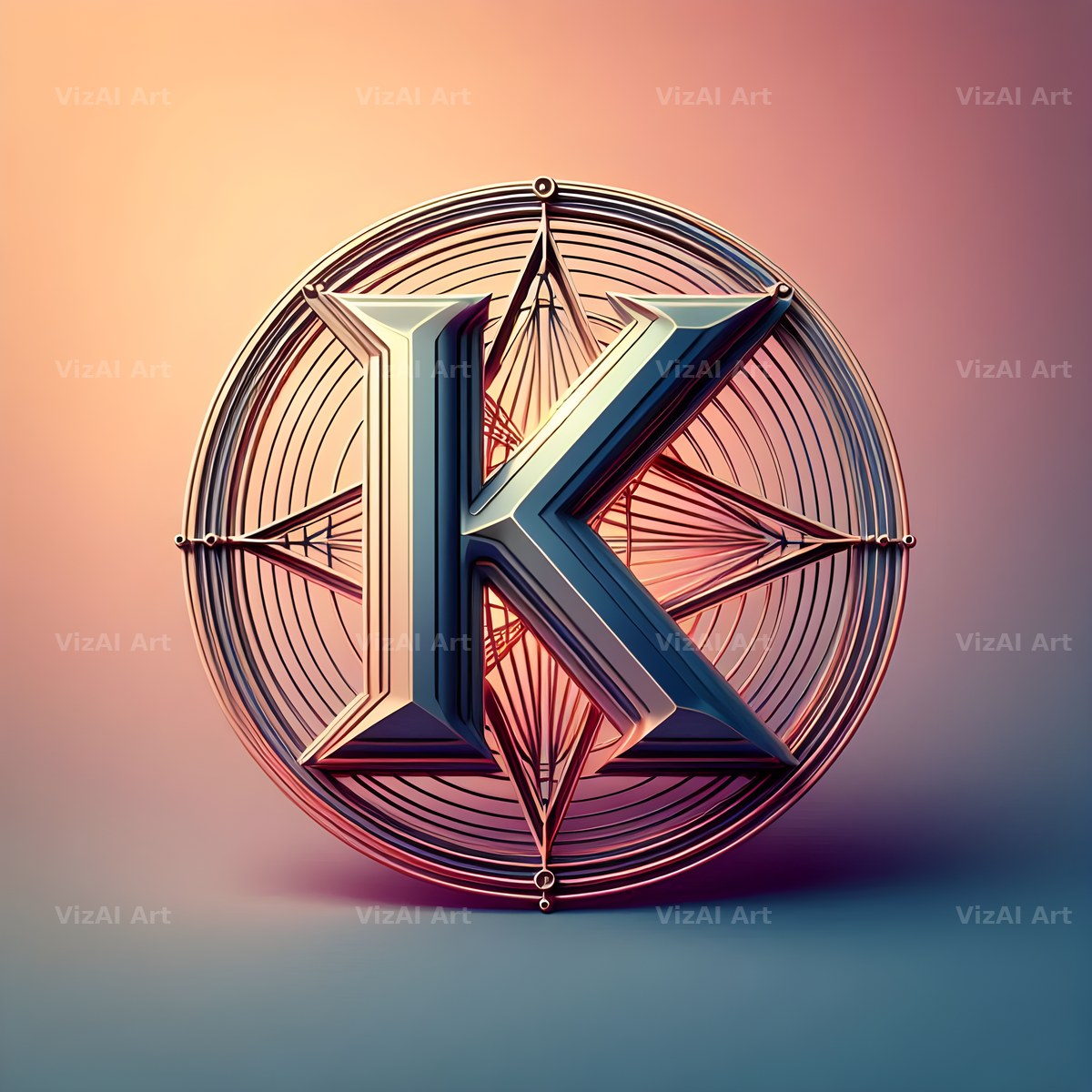 Pentagram alphabet letter K