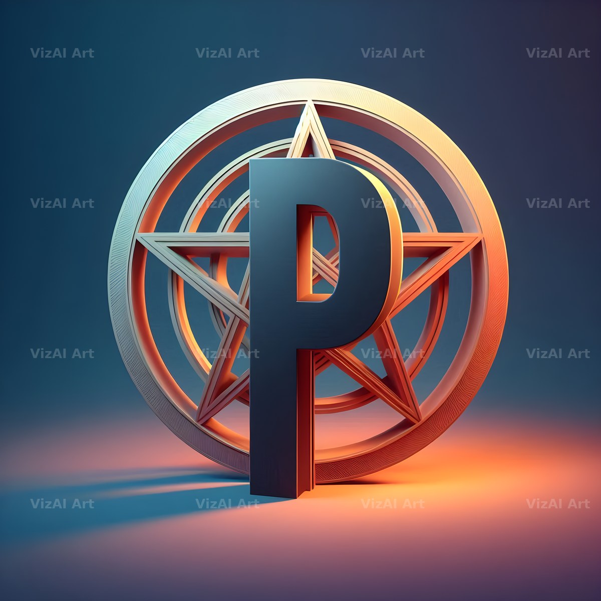 Pentagram alphabet letter P