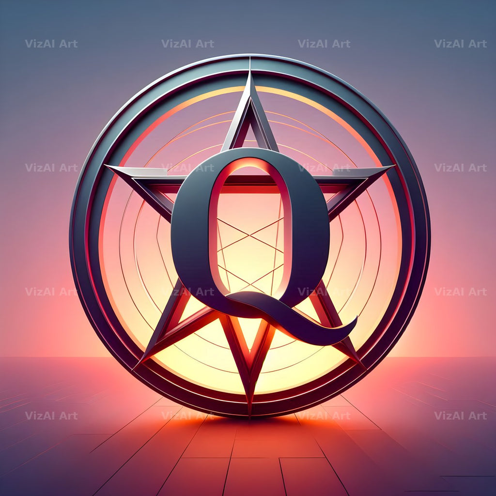 Pentagram alphabet letter Q