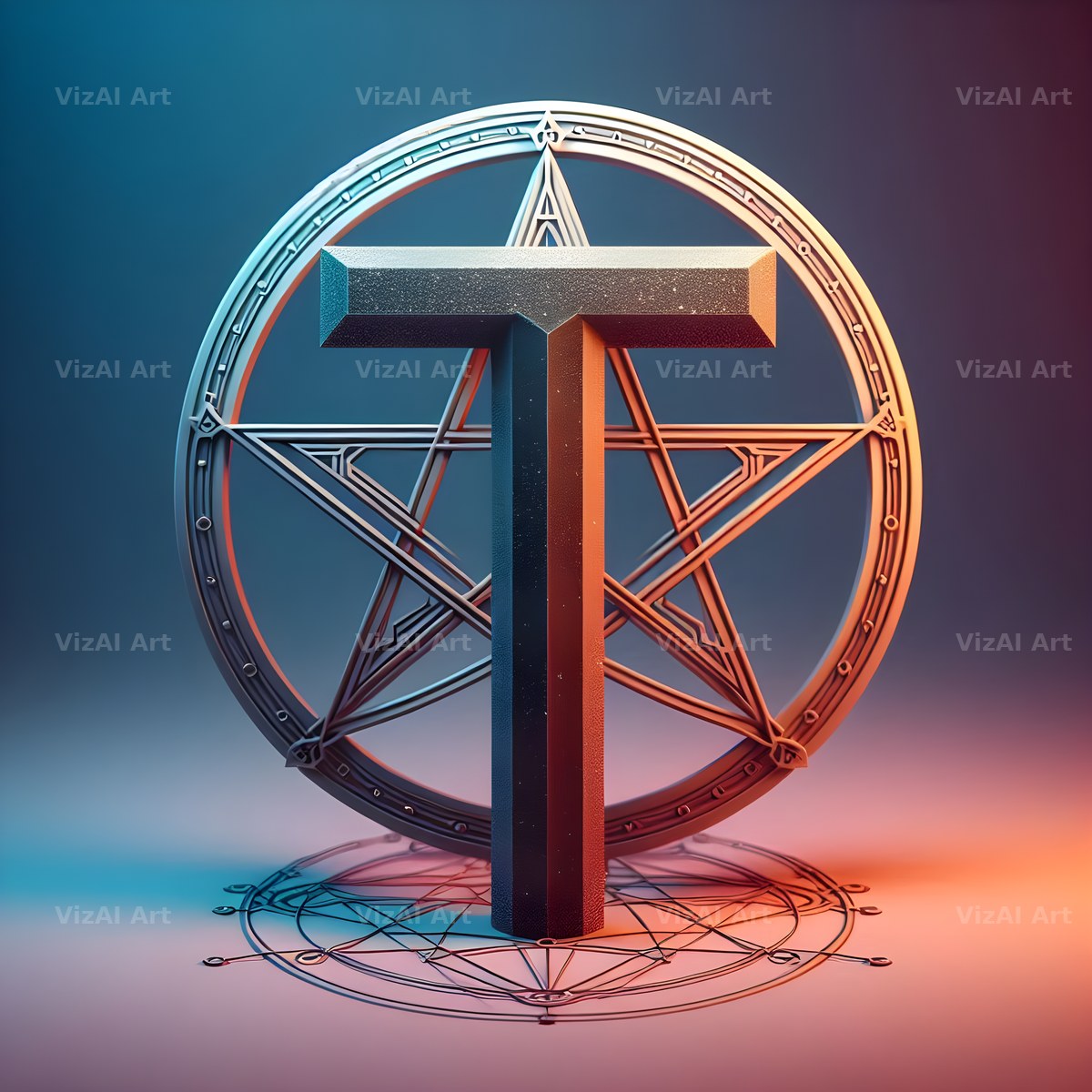 Pentagram alphabet letter T