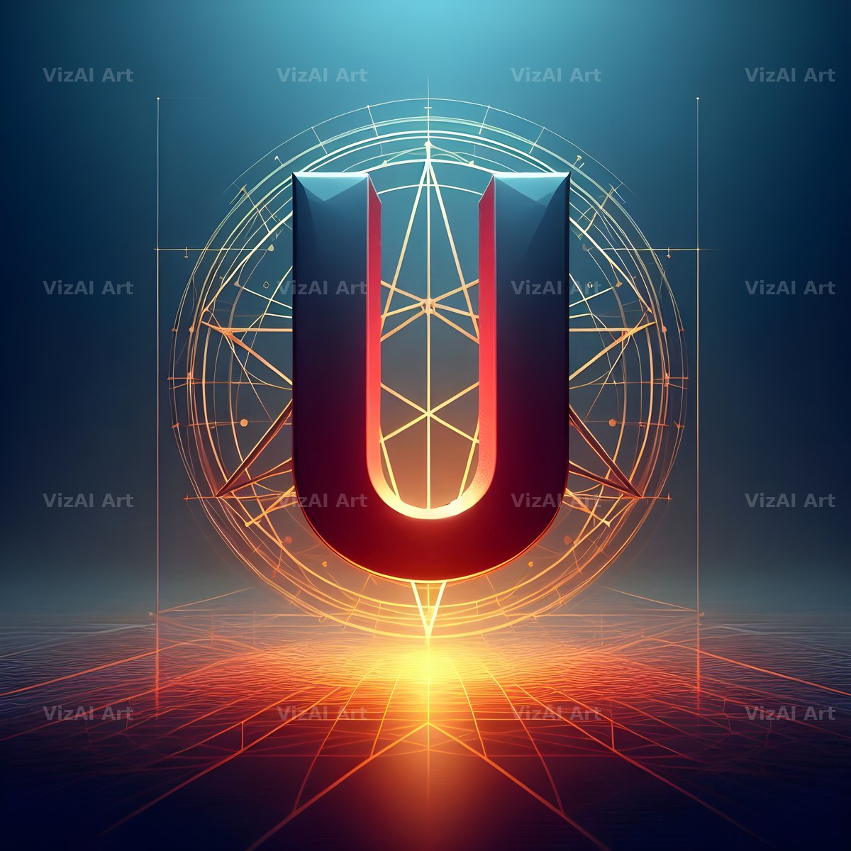 Pentagram alphabet letter U
