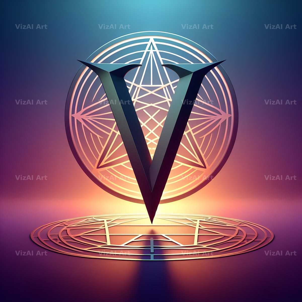 Pentagram alphabet letter V