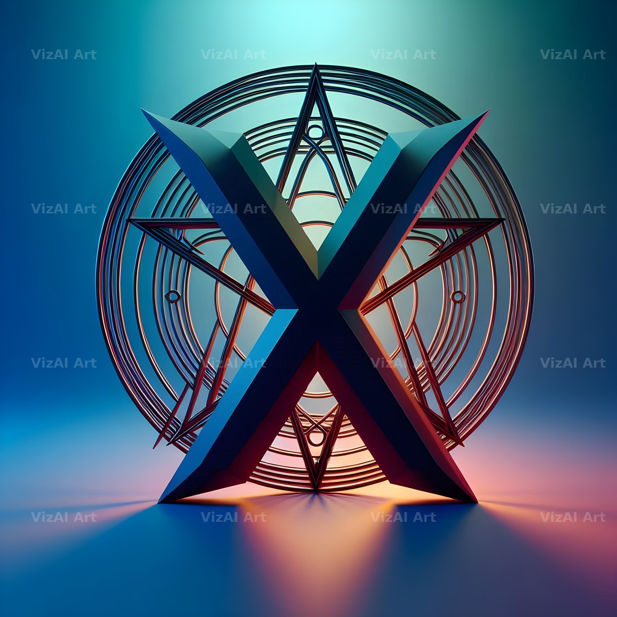 Pentagram alphabet letter X