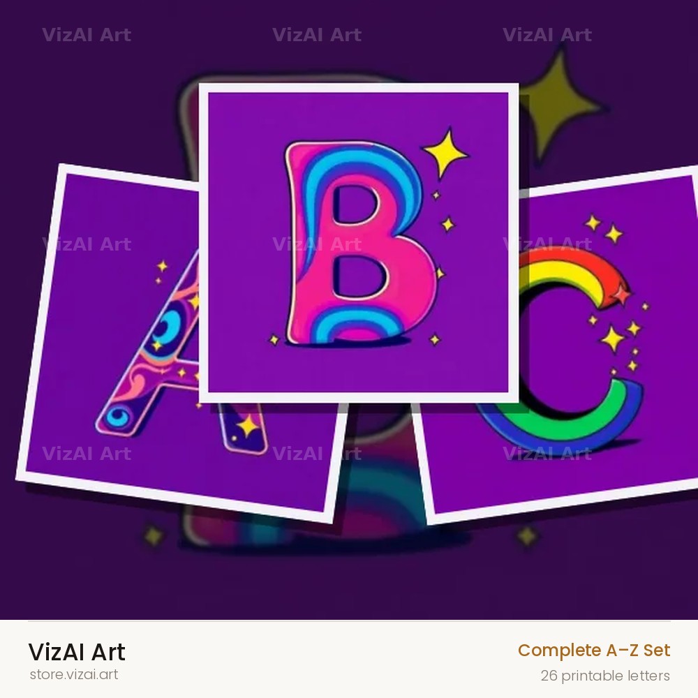 Pop Comic Sparkle alphabet — choose an individual printable letter