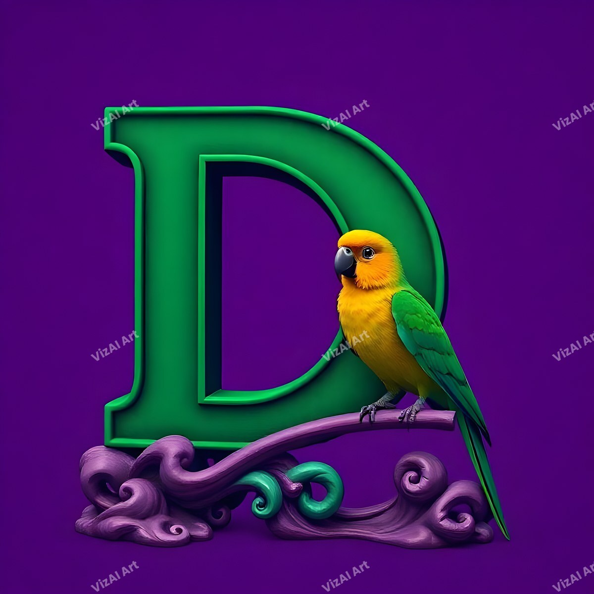 Parrot alphabet letter D