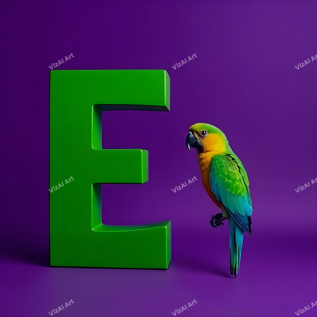 Parrot alphabet letter E
