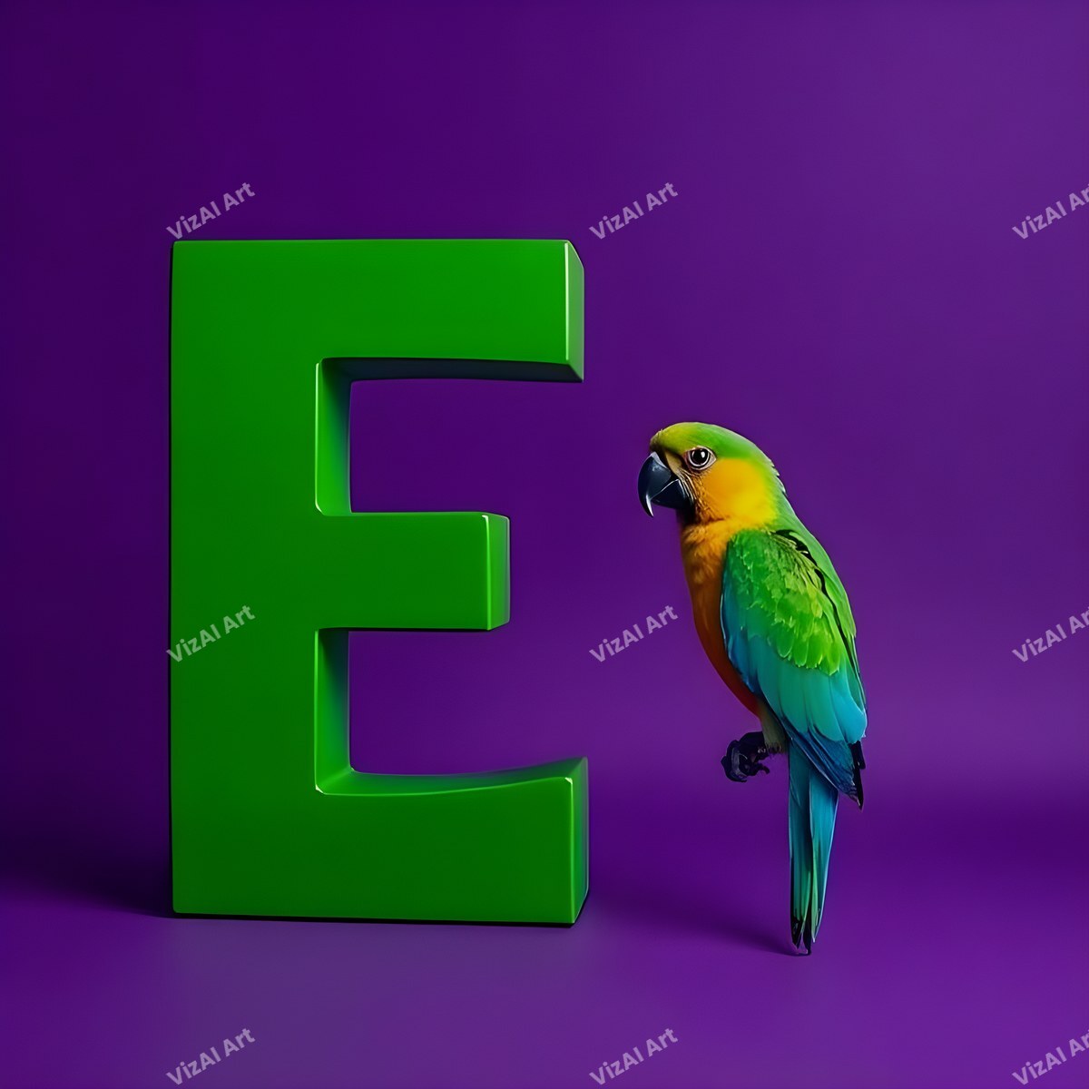 Parrot alphabet letter E