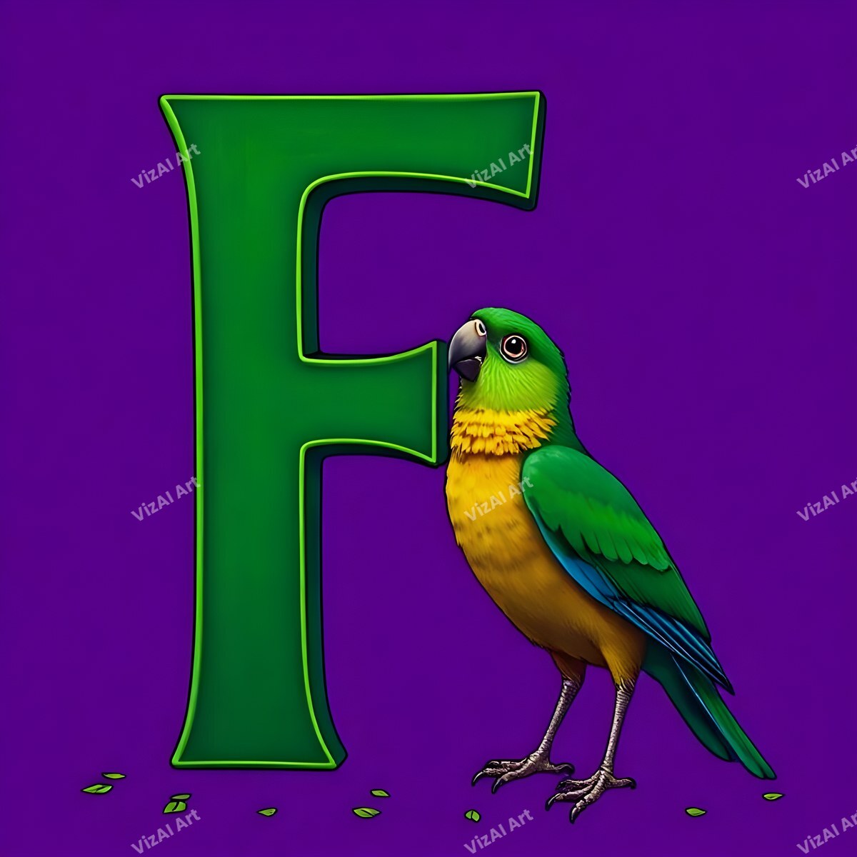 Parrot alphabet letter F