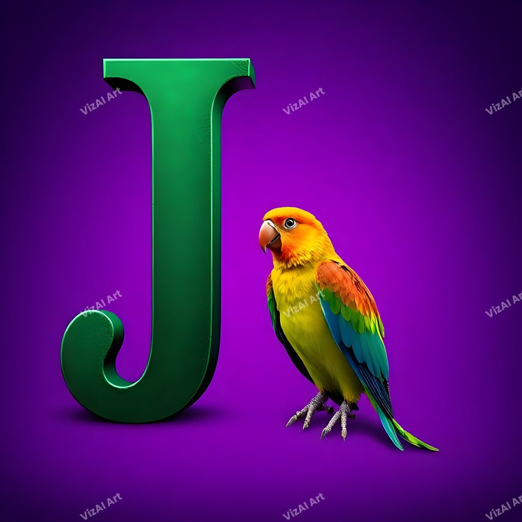 Parrot alphabet letter J