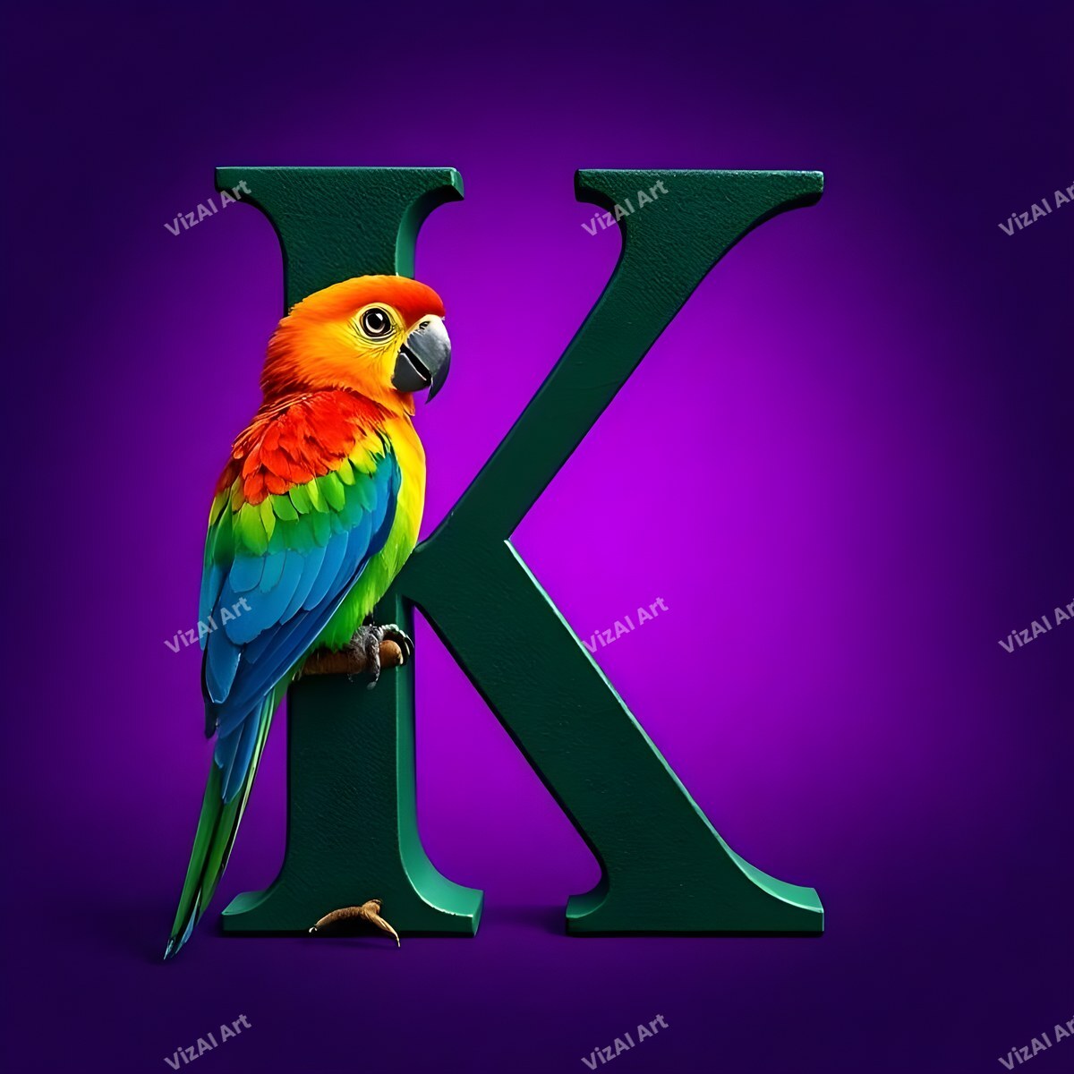 Parrot alphabet letter K