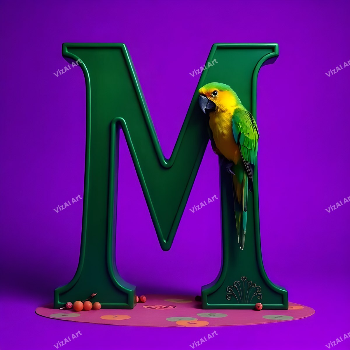 Parrot alphabet letter M
