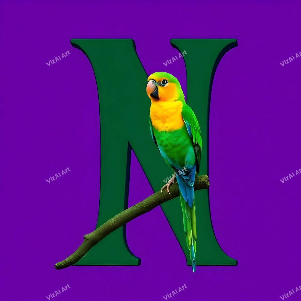 Parrot alphabet letter N