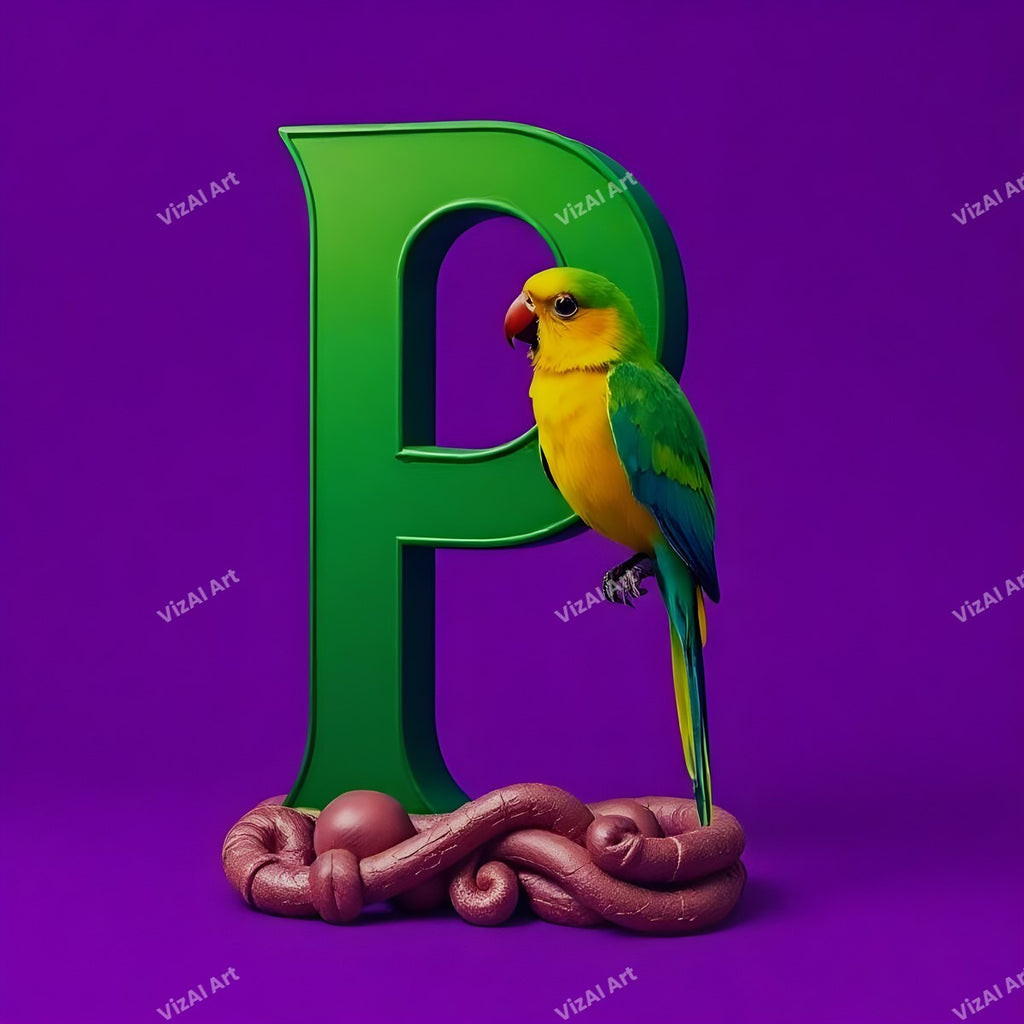 Parrot alphabet letter P