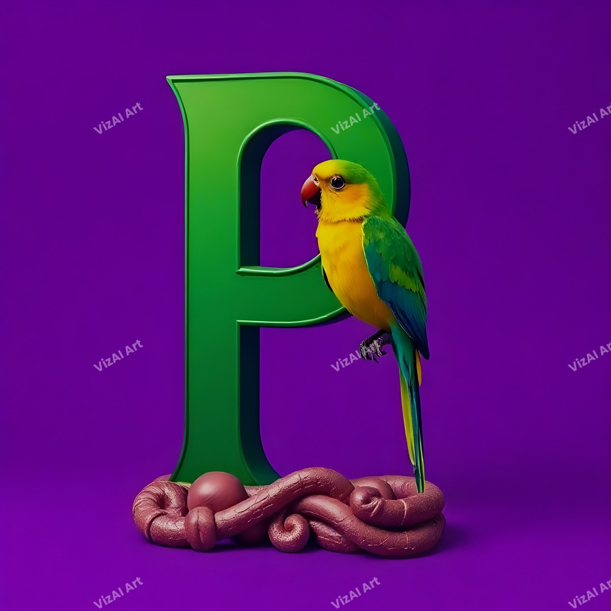 Parrot alphabet letter P