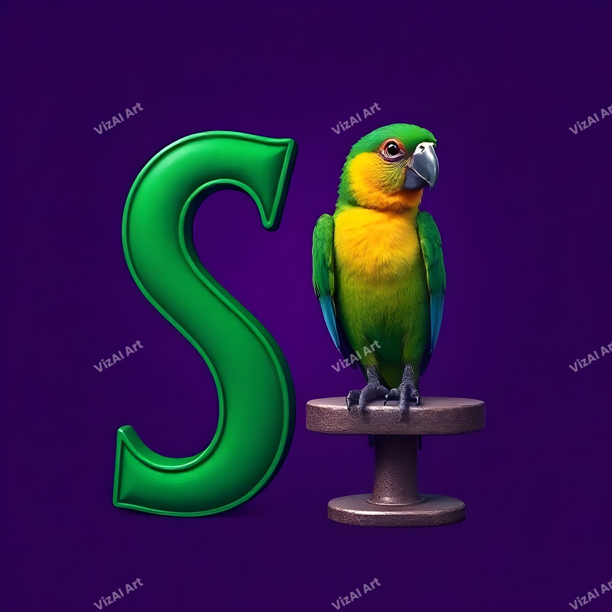 Parrot alphabet letter S