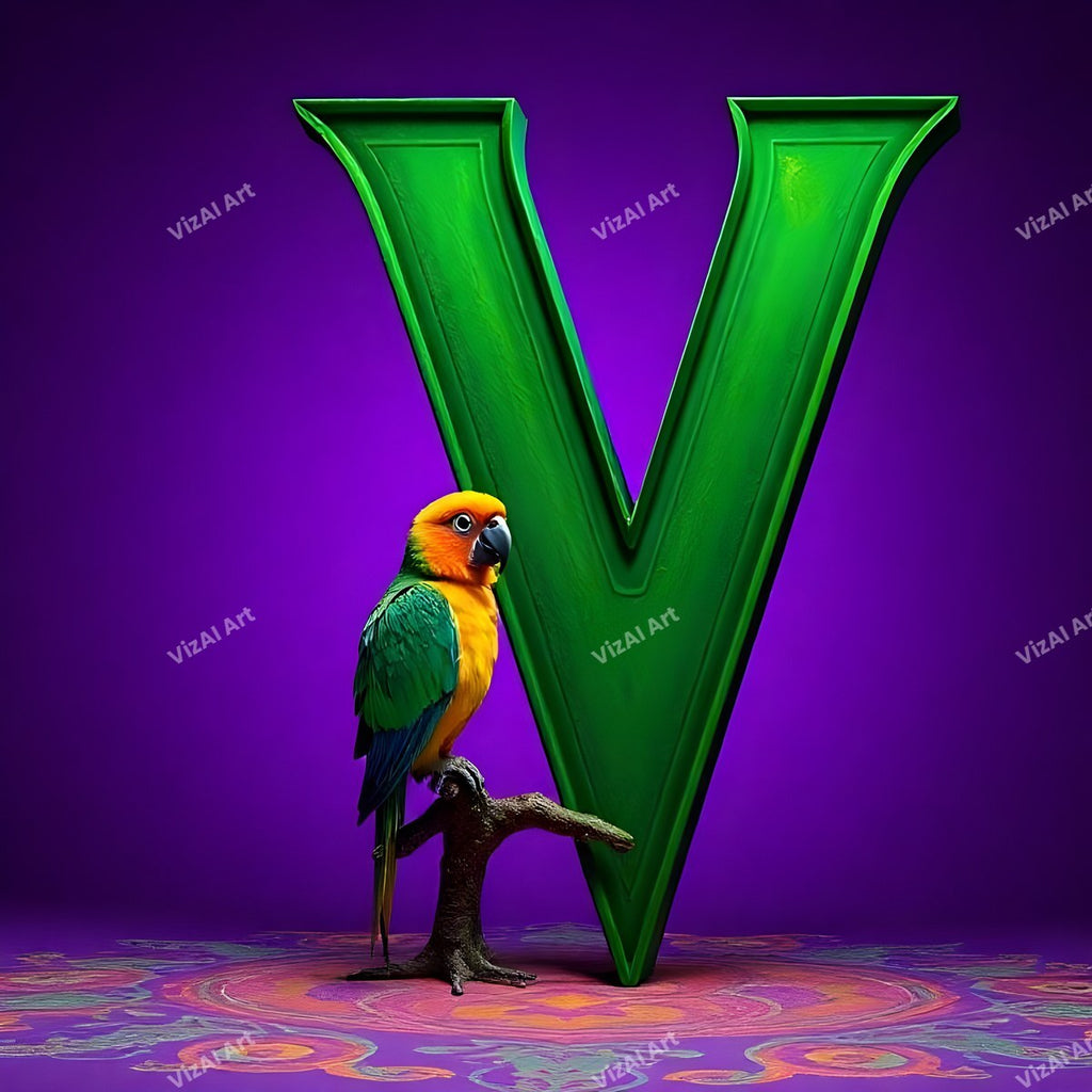 Parrot alphabet letter V