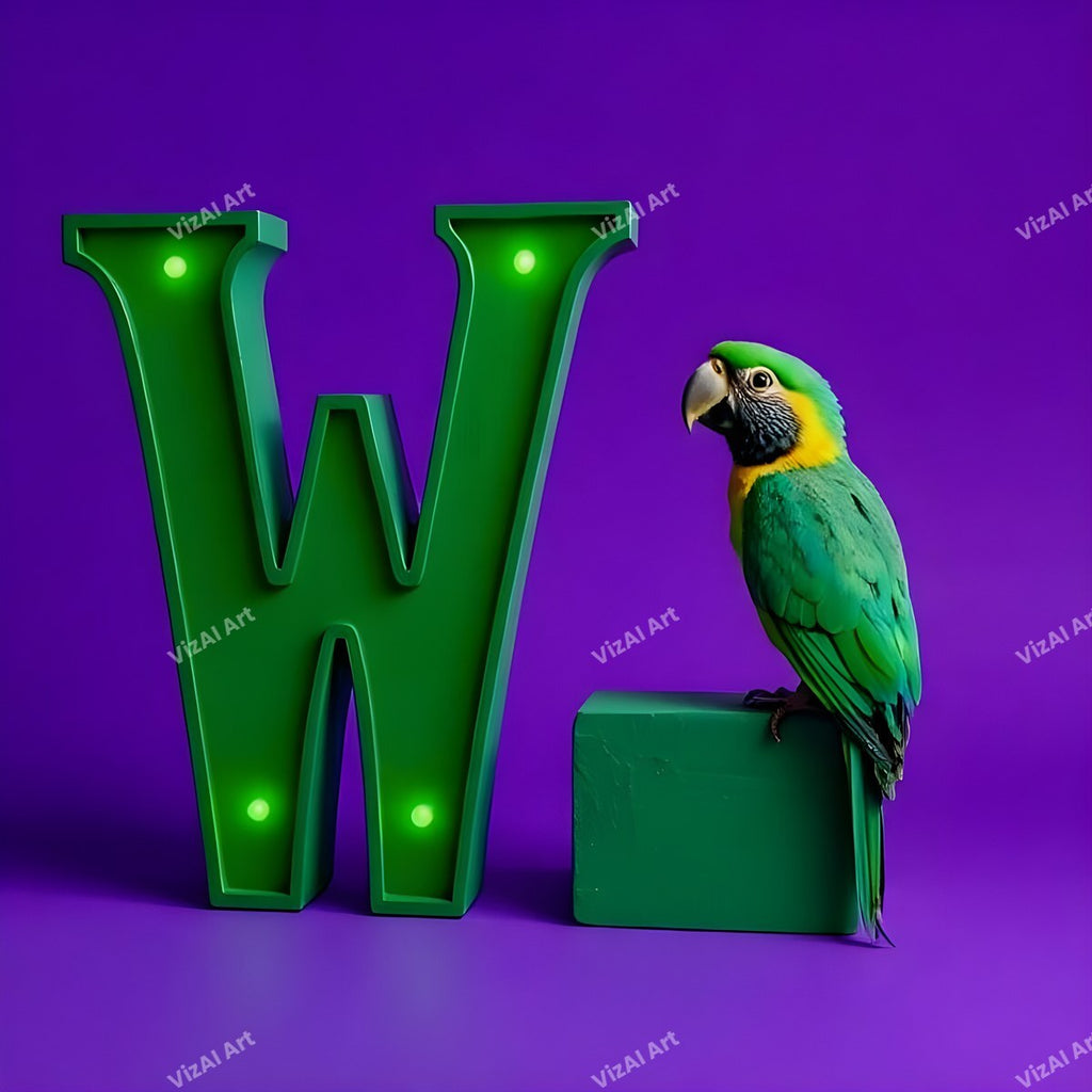 Parrot alphabet letter W