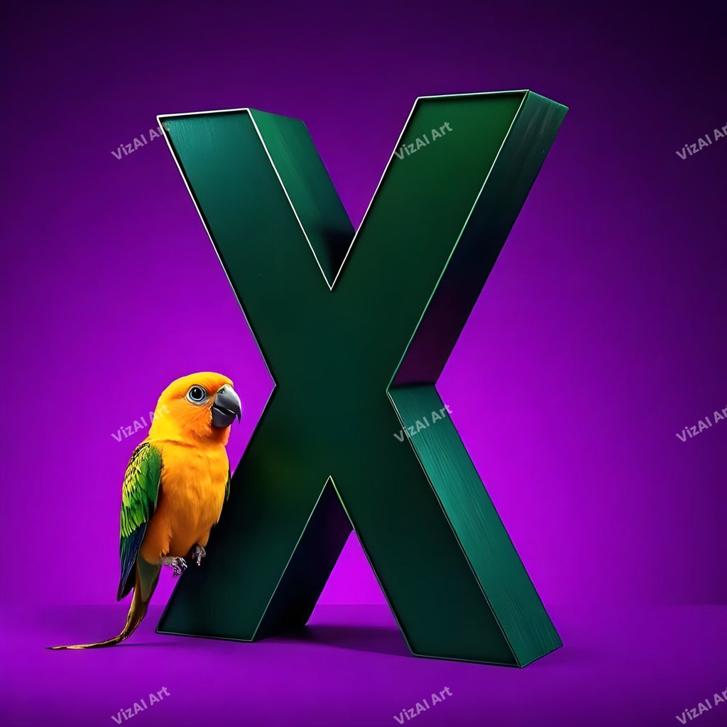 Parrot alphabet letter X