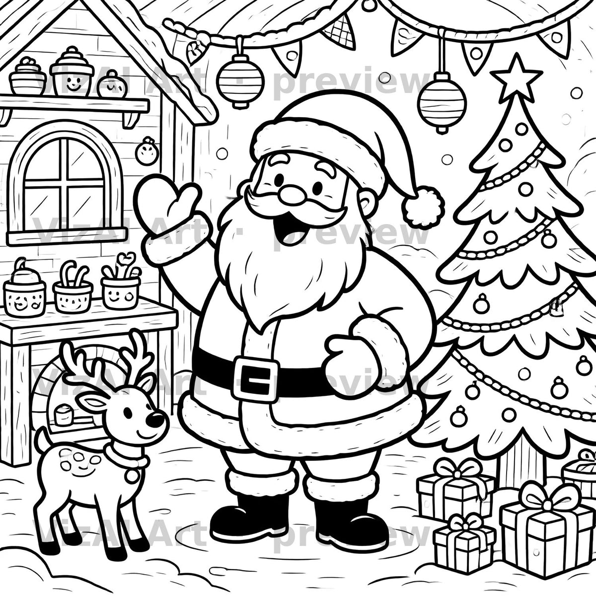 Vintage Objects & Christmas Coloring Pages — sample page