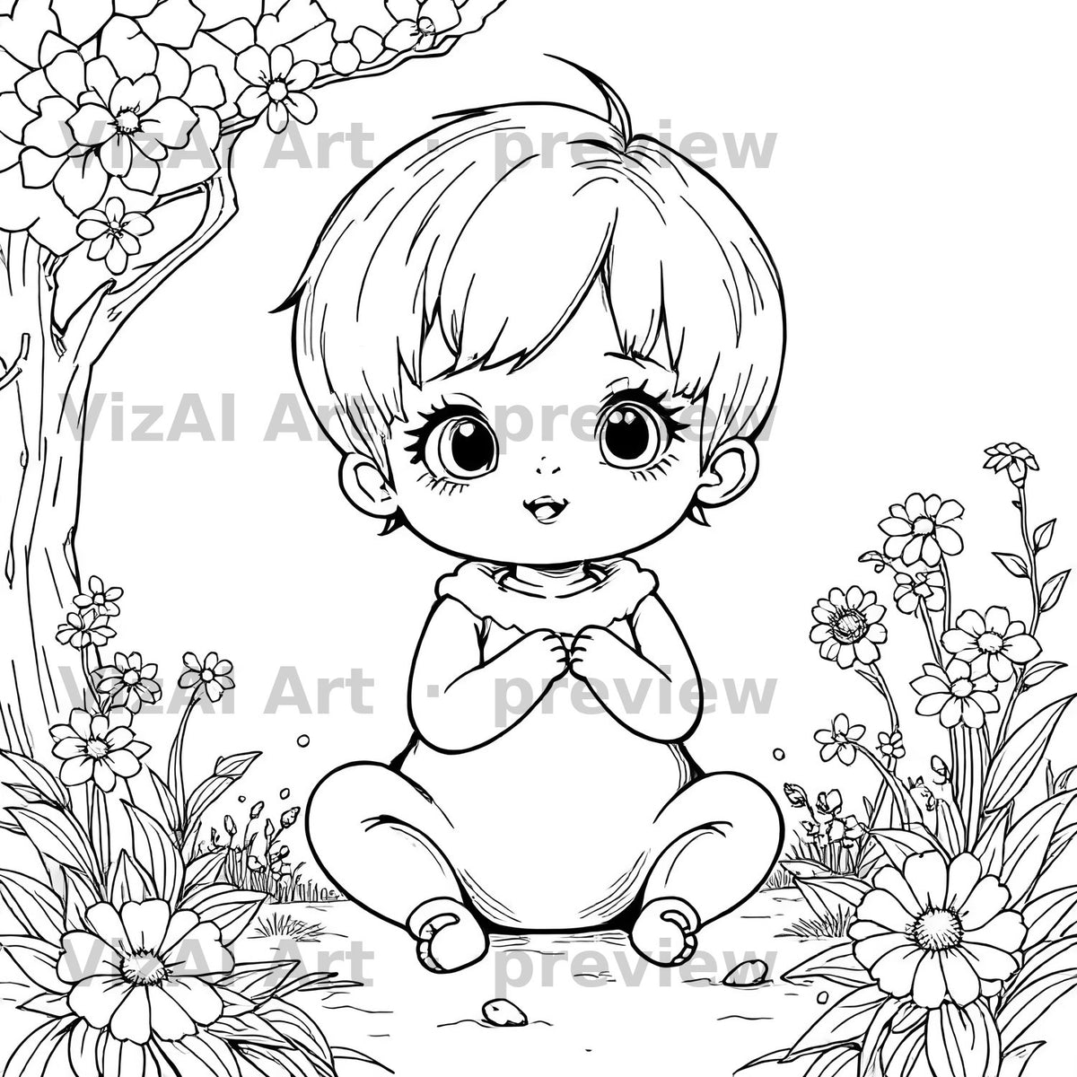 Cute Kids & Characters Coloring Pages — sample page