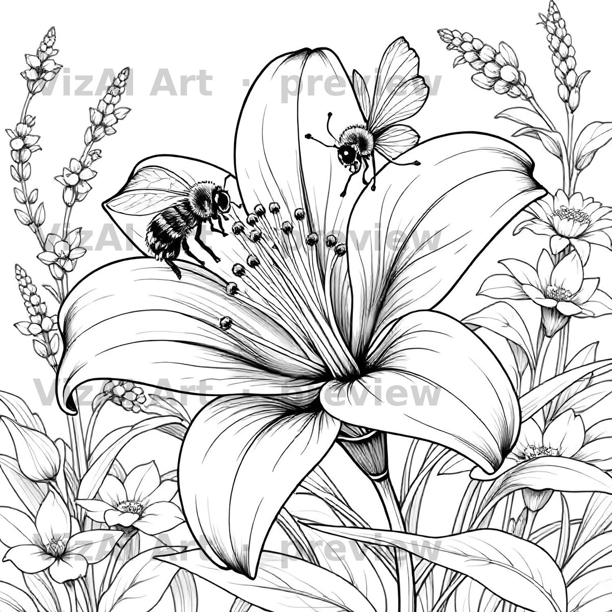 Nature, Flowers & Food Coloring Pages — sample page