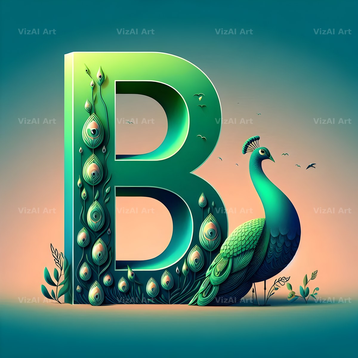 Peacock alphabet letter B