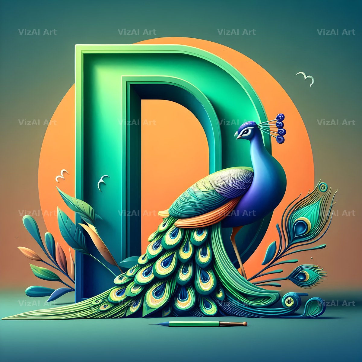 Peacock alphabet letter D