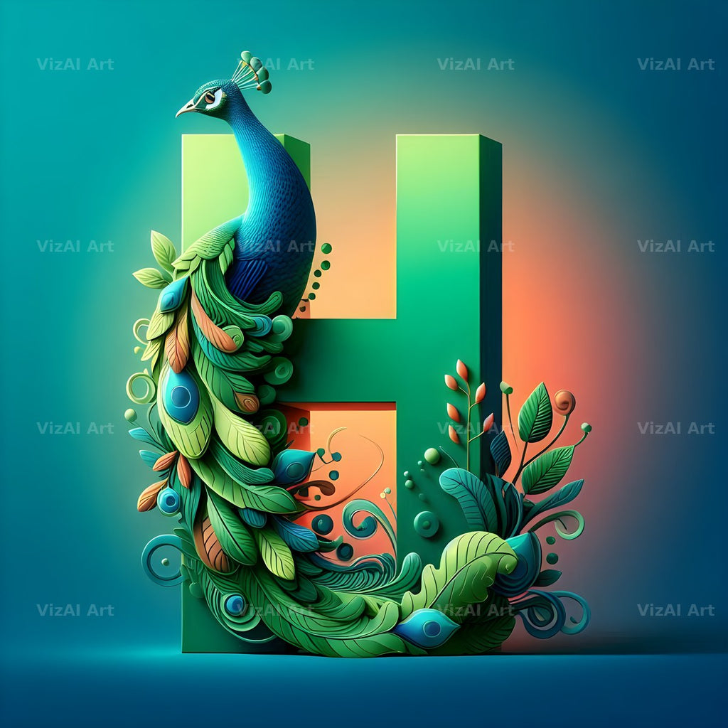 Peacock alphabet letter H