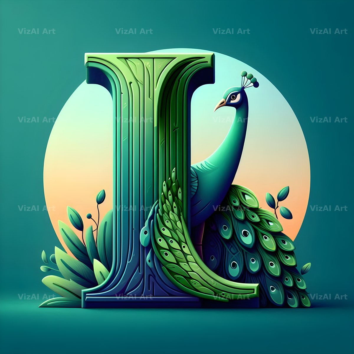Peacock alphabet letter I