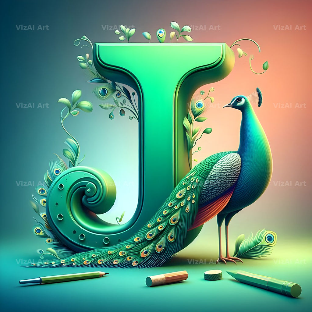 Peacock alphabet letter J